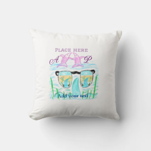 Travel beach summer add name letter place dolphins cushion