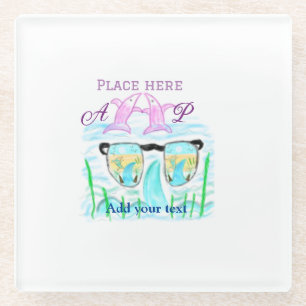 Travel beach summer add name letter place dolphins glass coaster