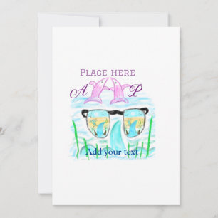Travel beach summer add name letter place dolphins invitation