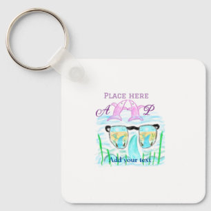 Travel beach summer add name letter place dolphins key ring