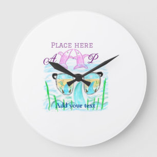 Travel beach summer add name letter place dolphins large clock