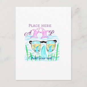 Travel beach summer add name letter place dolphins postcard