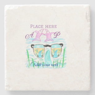 Travel beach summer add name letter place dolphins stone coaster