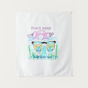 Travel beach summer add name letter place dolphins tapestry