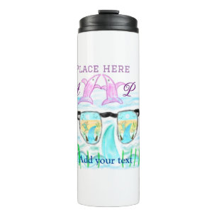 Travel beach summer add name letter place dolphins thermal tumbler