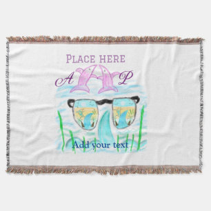 Travel beach summer add name letter place dolphins throw blanket