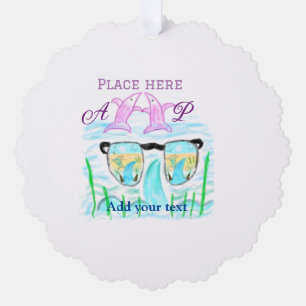 Travel beach summer add name letter place dolphins tree decoration card