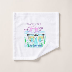 Travel beach summer add name letter place dolphins wash cloth