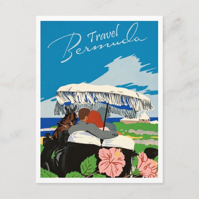 Travel Bermuda, Romantic Getaway, Colourful Postcard (Front)