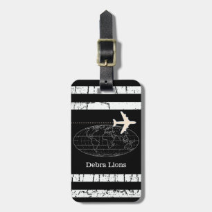 Travel black personalised aeroplane luggage tag