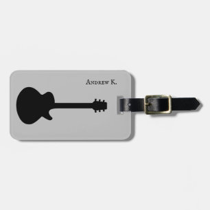 Travel black rock guitar music luggage tag