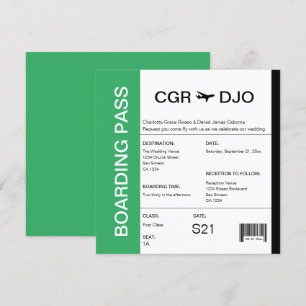 Travel Boarding Pass Wedding Ticket Invitation