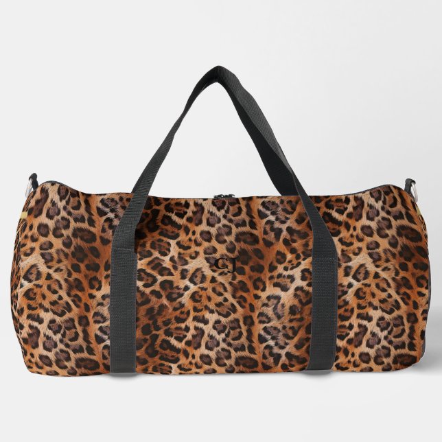 Travel Boldly with Our Custom Leopard  Duffle Bag (Front)