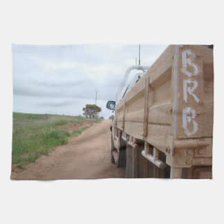 Travel BRB gravel track landscape sky ute Tea Towel