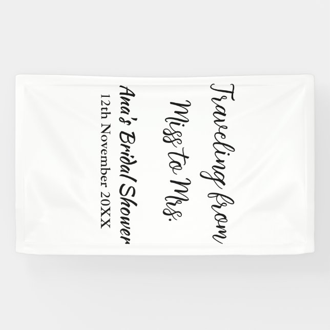 Travel bridal shower add name date miss to Mrs sim Banner (Horizontal)