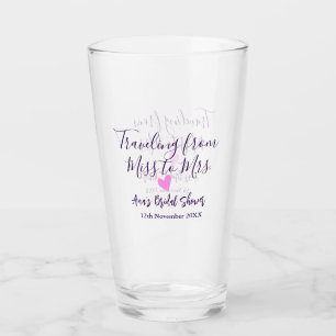 Travel bridal shower add name date miss to Mrs sim Glass
