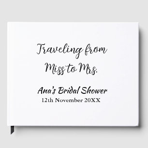 Travel bridal shower add name date miss to Mrs sim Guest Book