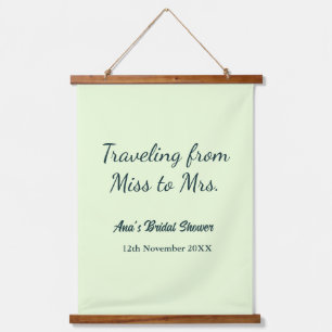 Travel bridal shower add name date miss to Mrs sim Hanging Tapestry