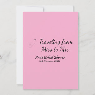 Travel bridal shower add name date miss to Mrs sim Invitation