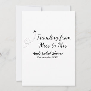 Travel bridal shower add name date miss to Mrs sim Invitation