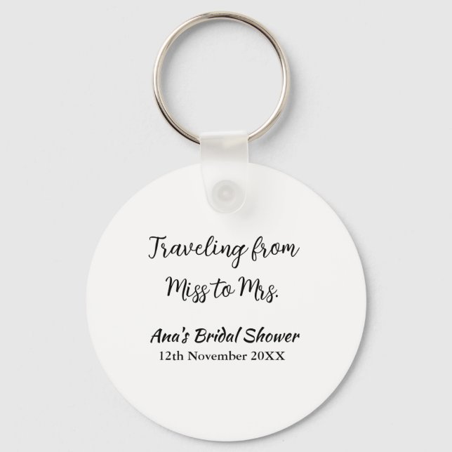 Travel bridal shower add name date miss to Mrs sim Key Ring (Front)