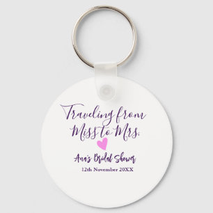 Travel bridal shower add name date miss to Mrs sim Key Ring