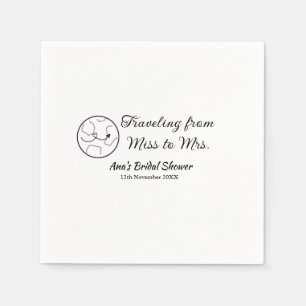 Travel bridal shower add name date miss to Mrs sim Napkin