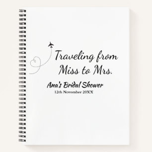 Travel bridal shower add name date miss to Mrs sim Notebook