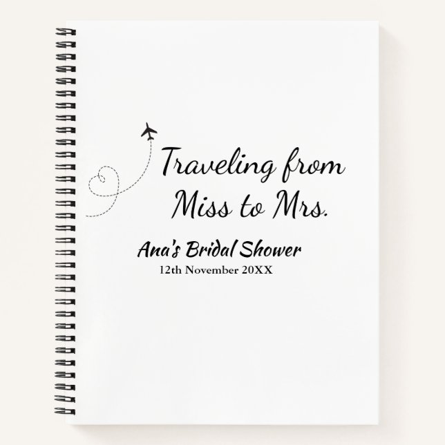 Travel bridal shower add name date miss to Mrs sim Notebook (Front)
