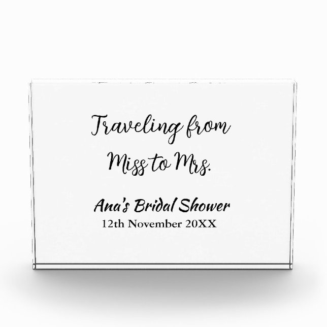 Travel bridal shower add name date miss to Mrs sim Photo Block (Front)