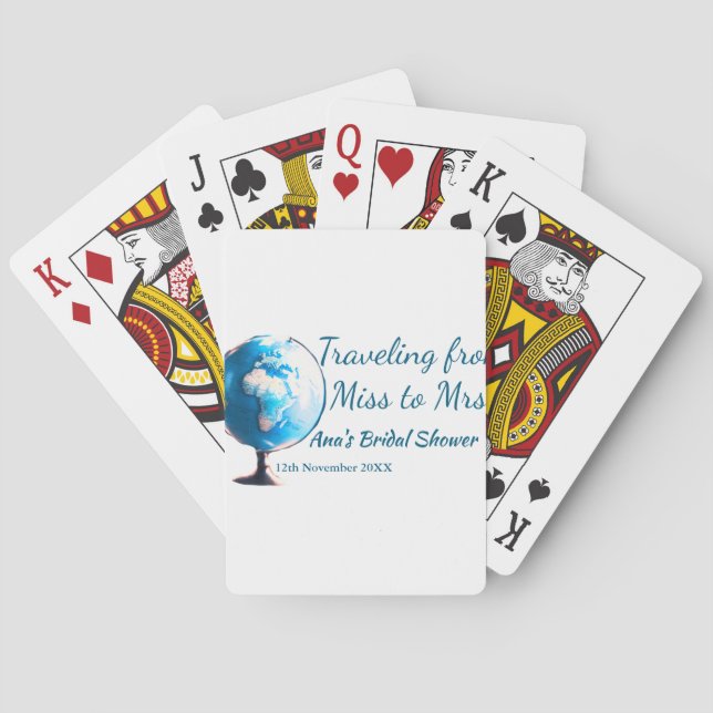 Travel bridal shower add name date miss to Mrs sim Playing Cards (Back)