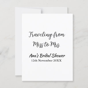 Travel bridal shower add name date miss to Mrs sim Postcard