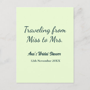 Travel bridal shower add name date miss to Mrs sim Postcard