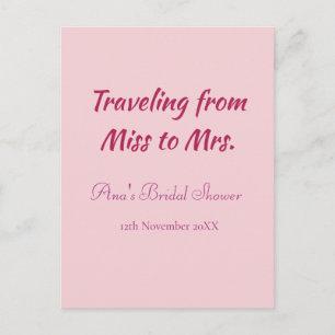 Travel bridal shower add name date miss to Mrs sim Postcard