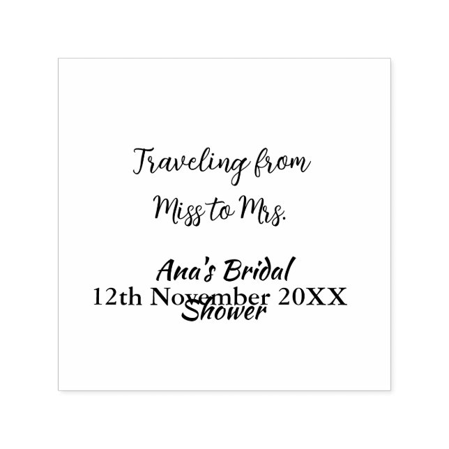 Travel bridal shower add name date miss to Mrs sim Self-inking Stamp (Design)