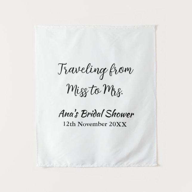 Travel bridal shower add name date miss to Mrs sim Tapestry (Front)