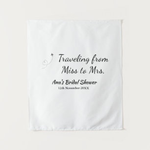 Travel bridal shower add name date miss to Mrs sim Tapestry