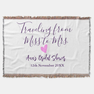 Travel bridal shower add name date miss to Mrs sim Throw Blanket