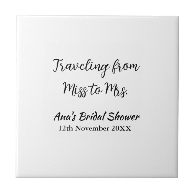 Travel bridal shower add name date miss to Mrs sim Tile (Front)