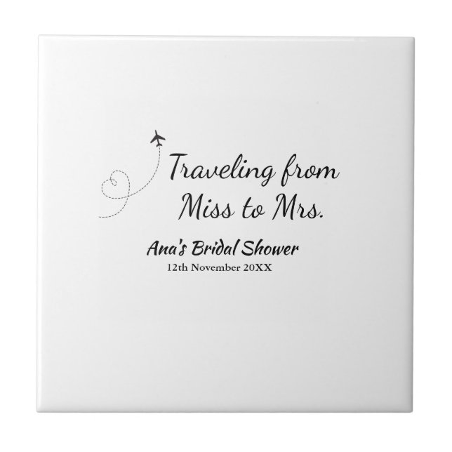 Travel bridal shower add name date miss to Mrs sim Tile (Front)