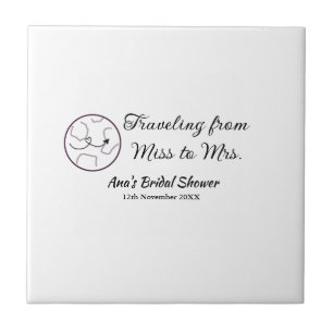 Travel bridal shower add name date miss to Mrs sim Tile