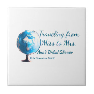 Travel bridal shower add name date miss to Mrs sim Tile