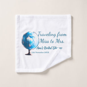 Travel bridal shower add name date miss to Mrs sim Wash Cloth