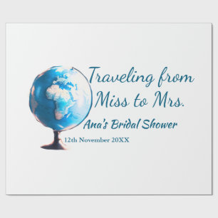 Travel bridal shower add name date miss to Mrs sim Wrapping Paper