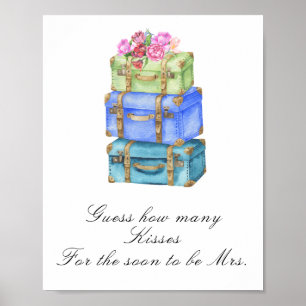 Travel bridal shower - How many kisses game Poster