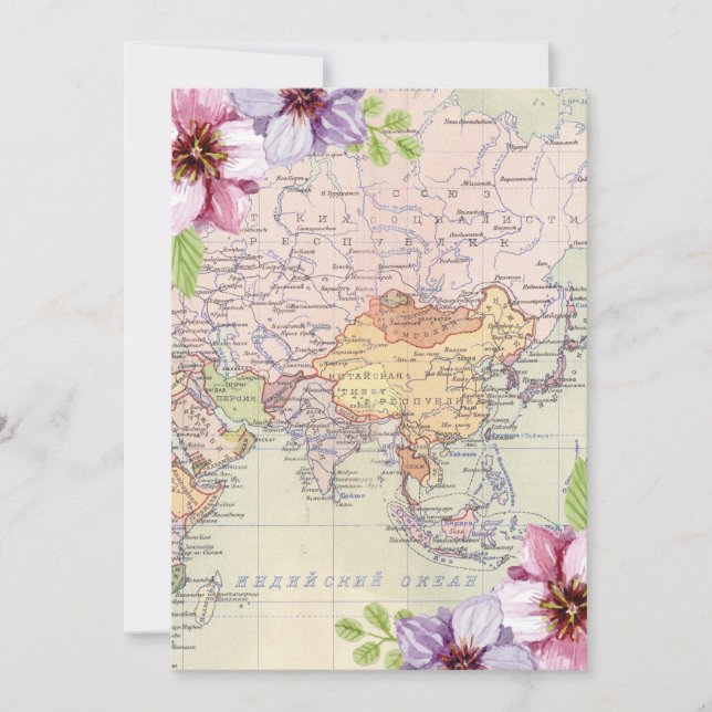 Travel Bridal Shower Invitation Floral (Front)