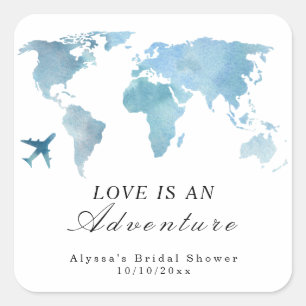 Travel Bridal Shower Love Is An Adventure Square Sticker