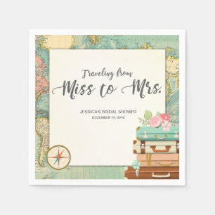 Travel Bridal shower Paper Napkin Miss to Mrs