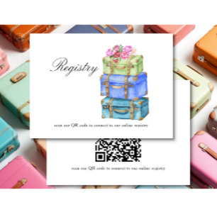 Travel Bridal shower QR code for registry  Enclosure Card