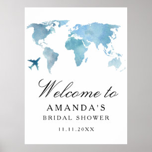 Travel bridal shower welcome sign